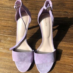 Aldo Lilac Suede Ankle Strap Heels